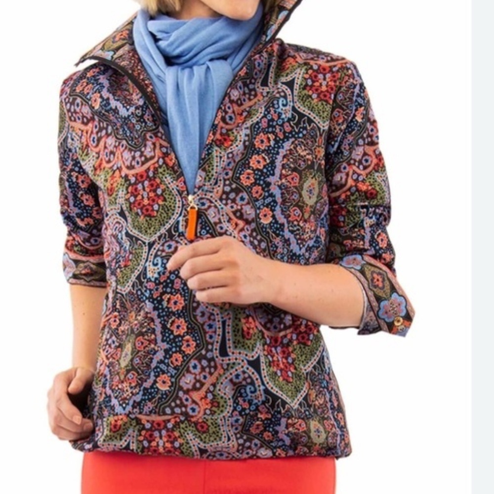 Gretchen Scott Windbreaker Pleasantly Paisley Floral Jacket size xs - Picture 1 of 7